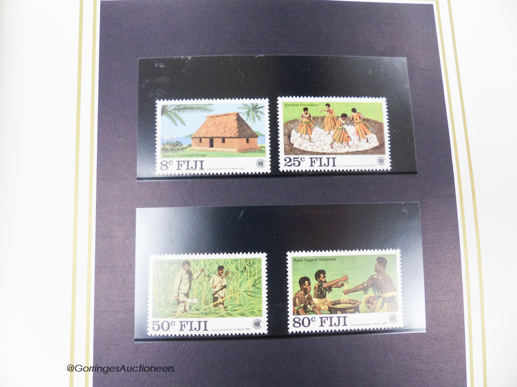 World stamps in five albums with British Commonwealth, China, India 1924 Everest postcard used (one box)